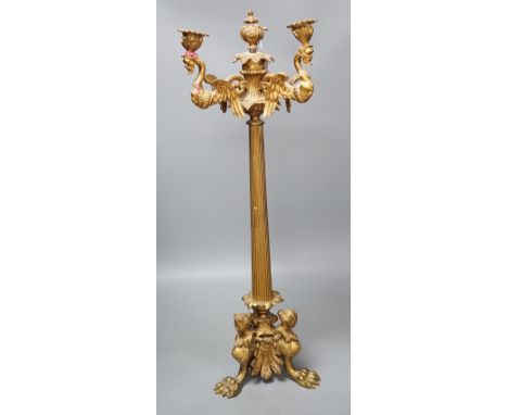 A tall 19th century French ormolu 3-light candelabrum, 67cm high Height 67cm.