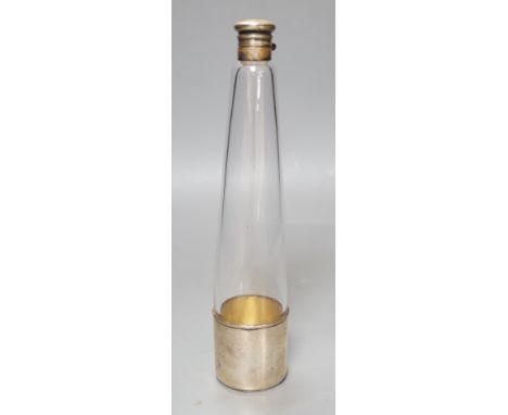 A silver plate mounted glass hunting flask