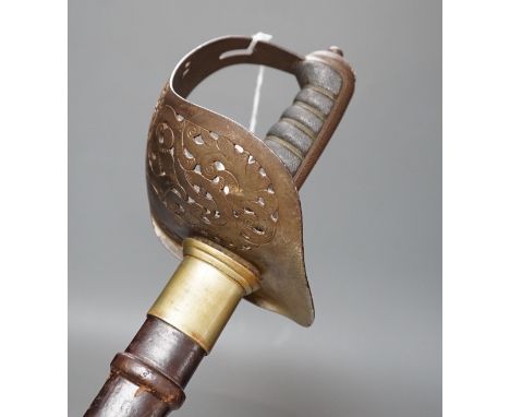An Edward VII officer's ceremonial dress sword, the blade by Lyon &amp; Lyon Calcutta and an Edwardian sword stick (2), sword