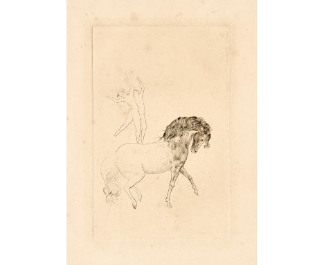PABLO PICASSO (1881 Málaga - 1973 Mougins) Au Cirque Kaltnadel auf festem Velin. 1905.22,1 x 14 cm (40,8 x 30 cm).Bloch 9.Bri