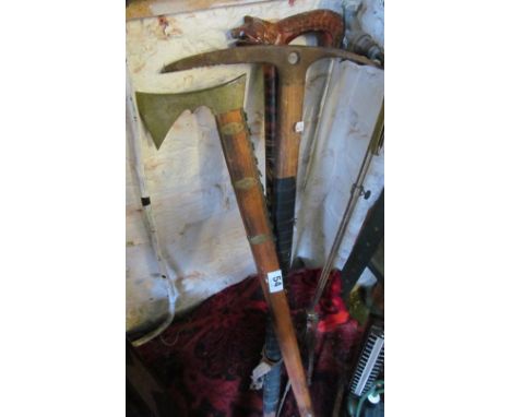 An axe and two sticks