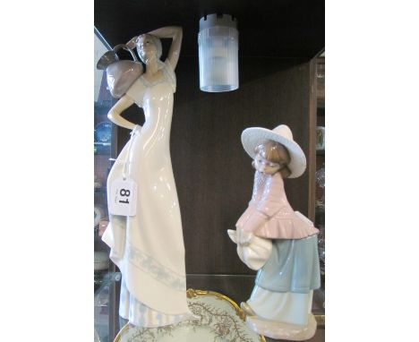 A Lladro style model of a girl and Nao girl