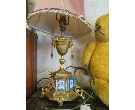 A Sevres and gilt table lamp (a/f) and gilt table lamp