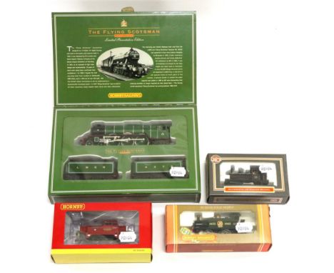 Hornby Railways OO Gauge Locomotives R075 Flying Scotsman with two tenders, R173 0-4-0T GWE 150 (both G-E boxes F, dirty) R31