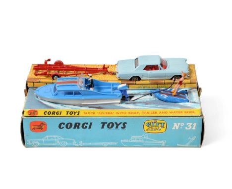 Corgi Gift Set No.31 Buick Riviera With Boat, Trailer And Water Skier with leaflet (E-G box G)