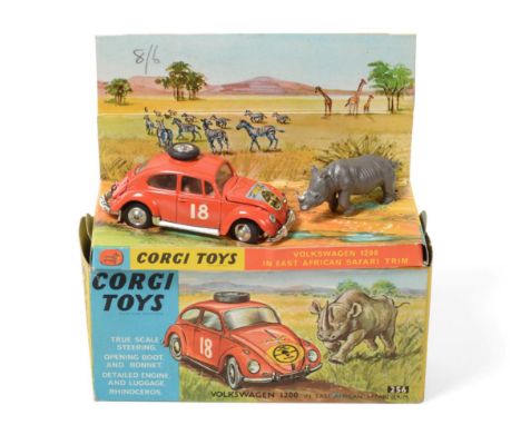 Corgi 256 Volkswagen 1200 In East Africa Safari Trim with rhinoceros and leaflet (E box G)