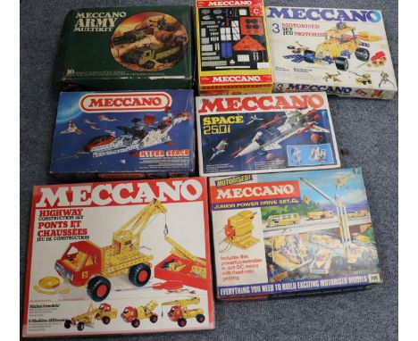 Meccano Various Sets Highway Construction Set, Junior Power Drive Set, No.3 Construction, Army Multikit, Space 2501, Hyper Sp