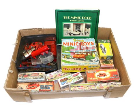 Triang Minic Boxes And Spare Parts including two 'Clockwork Scale Models' square boxes, assorted reproduction boxes, assorted