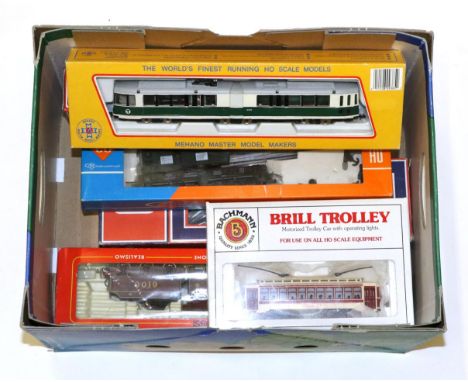 Various OO/HO Gauge Rivarossi 1348 Royal Scot; Lima Meld BR D9003 and BR(W) DMU Trailer coach; Bachmann Brill Trolley; Mehano