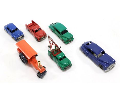 Triang Minic Plastic Models Jowett Javelin, Morris Cowley pick up, Morris Minor, Morris Cowley breakdown truck and Road rolle
