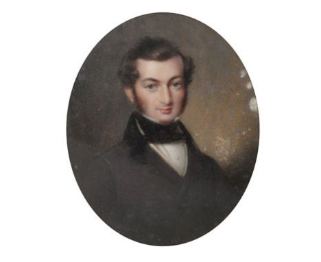 19th Century English School. Portrait of a Man, Watercolour on Ivory, Oval, 3.5” x 2.75, together with two other miniatures, 