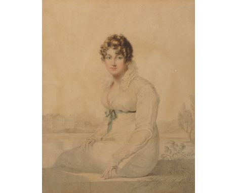 After Francois Villiers Huet (1772-1813) French. Portrait of ‘Mrs Q’, Engraved by W. Blake, overall 12.75” x 9”