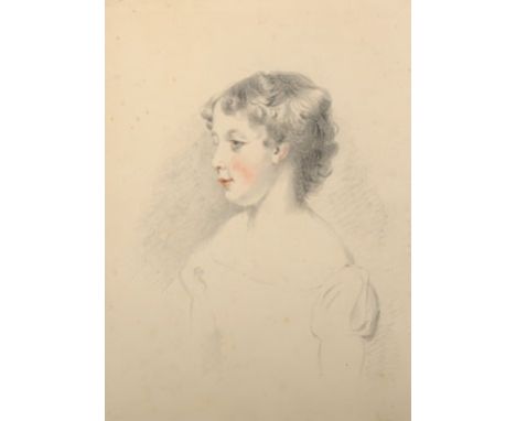 Margaret Sarah Carpenter (1793-1872) British. Portrait of a Young Girl, Crayon, Circa 1828, Unframed, 11.25” x 8.25”. Provena