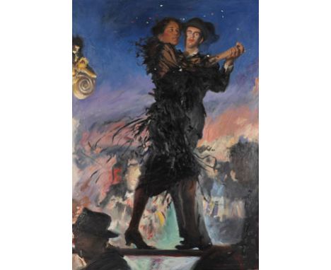 Howard Morgan (1949-   ) British. ‘Tango at La Plata, Montevideo’, Oil on Canvas, Inscribed ‘La Plata. Montevideo. Moran. X1 