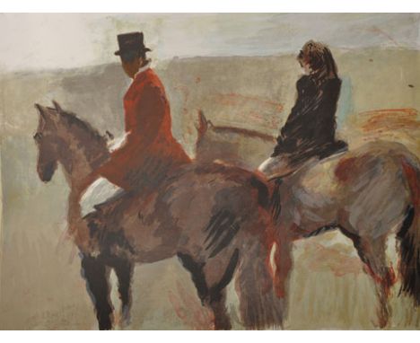 Howard Morgan (1949-   ) British. Figures on Horseback, Lithograph, Signed and Inscribed ‘A/P’ in Pencil, Unframed, overall 2