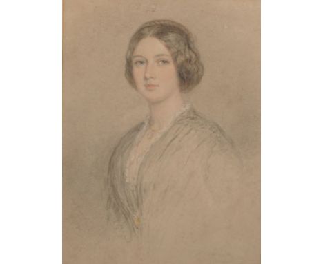 William Carpenter (1818-1899) British. Portrait of a Young Lady, Chalk, Signed ‘W Carpenter, Simla, Nov 1853’, 14” x 10.25”. 