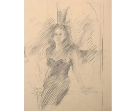 Howard Morgan (1949-   ) British. Study of a Lady by a Mirror, Pencil, Unframed, 14.5” x 11.5”, and eight others by the same 