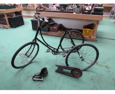 An early 20th James Model 38 tricyle with Olympic multi-sprung saddle, needs some restoration
