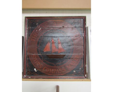 A hand painted wooden sign; Thomas Archibald Ships Compass Maker, 30" x 30" 