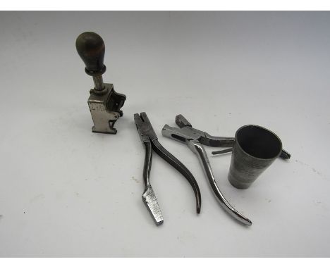Two guards ticket clippers, LNER measure and an LMS date stamper