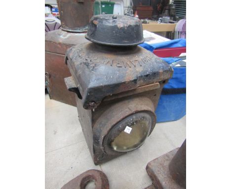 A railway signal lamp exterior