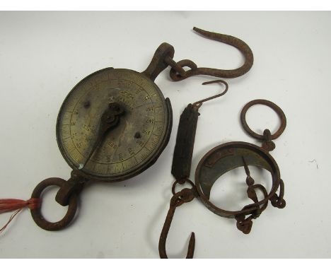 A Salter scale, wool scales and another 