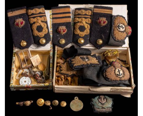 An RYS Terra Nova embroidered cloth cap badge together with four gilt RYS Terra Nova uniform buttons by Riddell & Sons, Barki