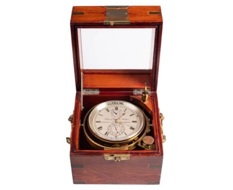A Clan Line Two Day Marine Chronometer by Kelvin, White & Hutton, London: the four inch silvered dial with Roman numerals and