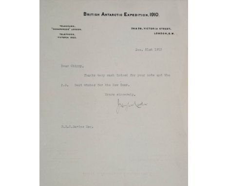 Commander John Hugh Mather DSO, VRD, RNVR (187-1957) British Antarctic Expedition 1910-1913, a letter to F E C Davies: 31st D