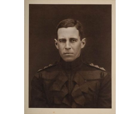 A framed half-length photogravure portrait of Captain L E G Oates after the original by G Lekegain &amp; Co., Cairo:,  27cm. 