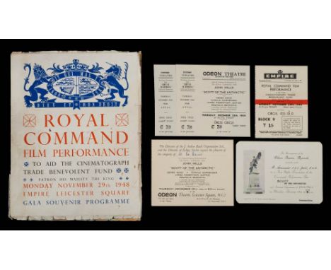 A Royal Command Performance Souvenir programme and ticket for 'Scott of the Antarctic' (John Mills) Monday 29th November 1948