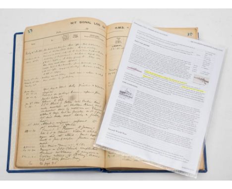 A WWI period manuscript W/T Signal log, 1917-1921, including entries for HMS Repulse and HMS Botha:  also several entries for