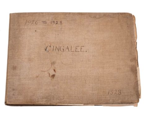 A manuscript log for the 80ft twin screw Motor Yacht 'Cingalee' dated 1926-1928:, including an entry for November 4th 1926 in