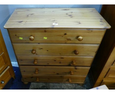 Modern pine five flight chest of drawers 