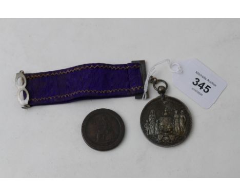 Victorian Oddfellows medallion presented to Professor Porter by The Whitehaven District 1875 and 1797 George III cartwheel 2 