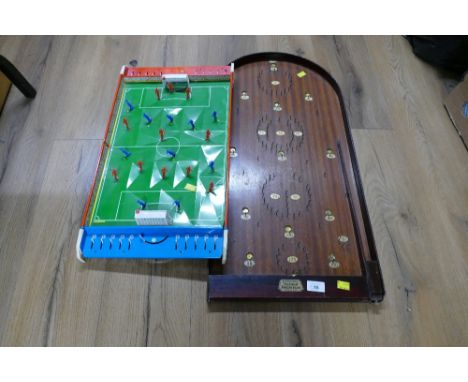 Amersham Scora bagatelle board and vintage Chad Valley Soccer Stadium game 