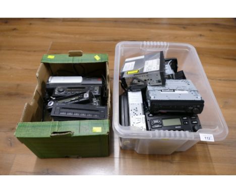 Large collection of vintage car stereos - Blaupunkt, Sony, Kenwood, Rover etc