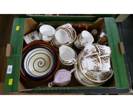 Colclough Royale pattern part tea set, Studio Pottery bowls, Art Glass fish ornament etc