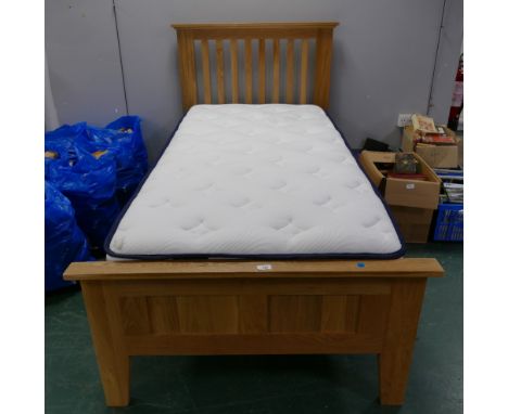Modern oak effect single bed with mattress 