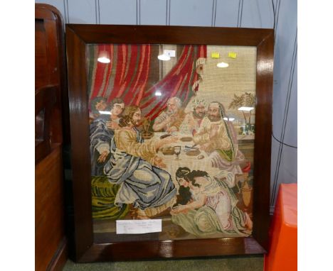 Large Religious tapestry worked by Jane Ann Beaty possibly 1850 