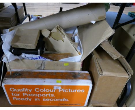 Polaroid advertising light box, vintage camera processing equipment, projectors etc