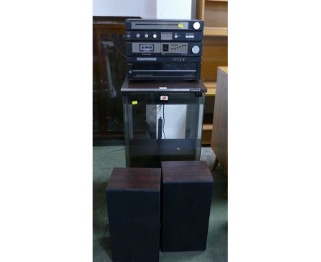 Toshiba stereo sound hi-fi system Model SL-10K with music cabinet and speakers 