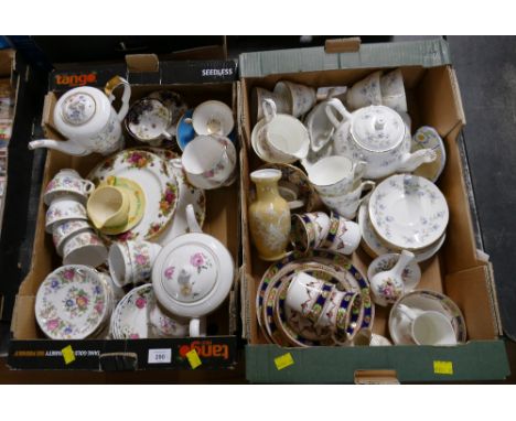 Two boxes of Royal Albert Old Country Roses plates, Royal Stafford Rochester pattern part tea set, Duchess floral patterned p