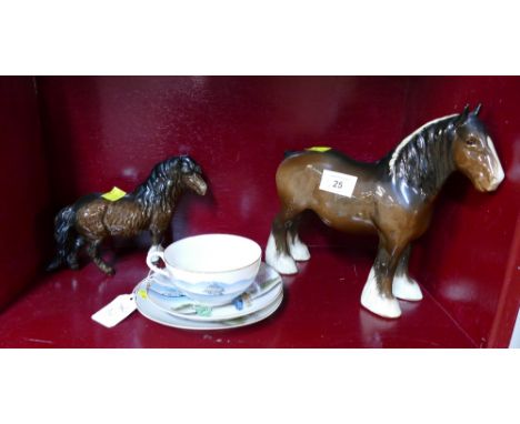 Beswick Shire Horse, Shetland Pony and Oriental tea trio