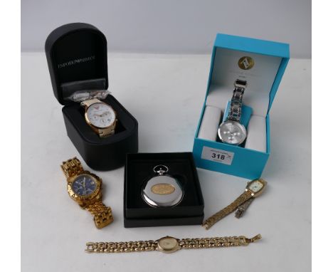 Emporio Armani ladies wristwatch, boxed Adrienne Vitta Dini watch, Oskar Emil gents wristwatch, Sekonda and Seiko delicate la