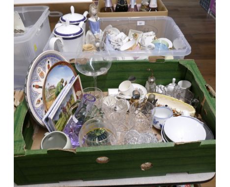 Part tea sets, Wedgwood coffee pot, Nao figurine, glassware, Hummel ornaments etc