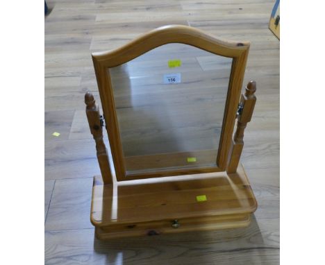 Pine dressing table mirror with drawer 