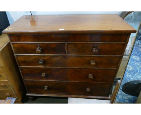 Victorian veneer front 2/3 chest of drawers 