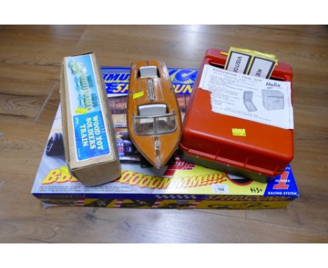 Formula Tyco racing set, Suggestions post box, wooden toy soldiers train and model boat