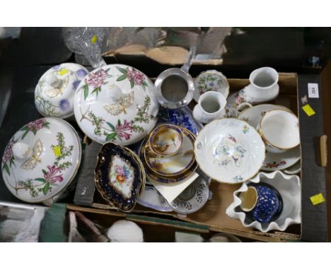 Spode Stafford flower tureens, Noritake teacup and saucer, Limoges ceramics, blue and white plates etc